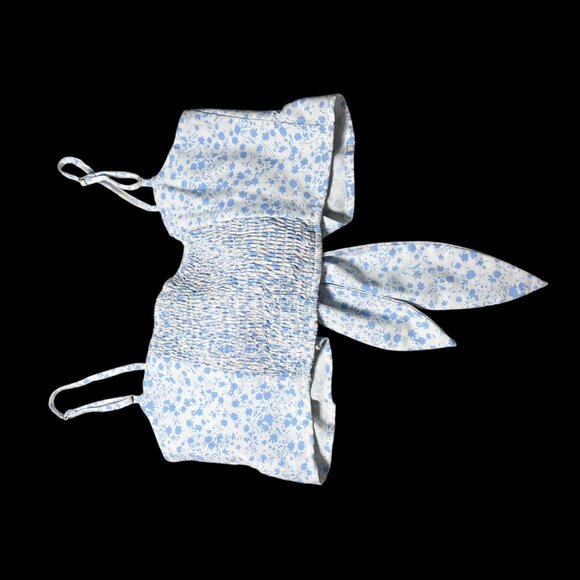 Mable at Anthropologie  Women's Floral Smocked Crop Top With Front Tie - Size La - Picture 2 of 4